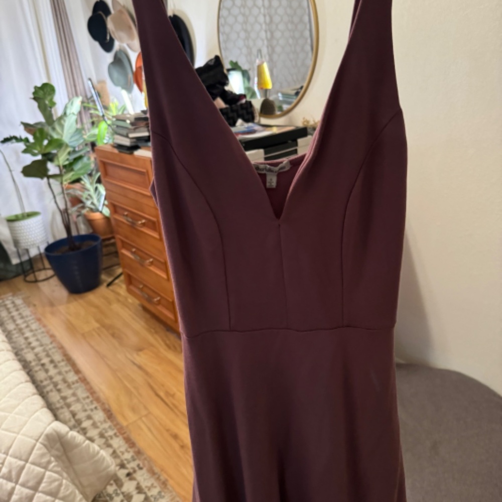 Mauve V-cut A-Line Dress